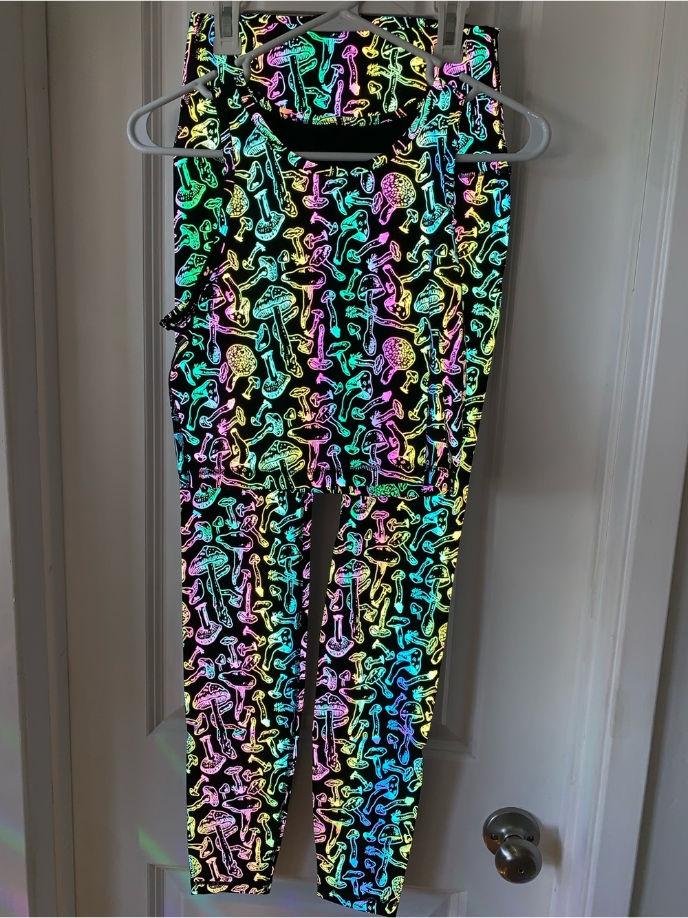 ShroomBeach Neon Reflective Mushroom Print Leggings and Tank Set